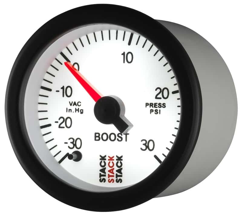 AutoMeter — Autometer Stack 52mm -30INHG to +30 PSI (Incl T-Fitting) Pro Stepper Motor Boost Press Gauge - White
Ga Bst Stpr W 30psi - view 3