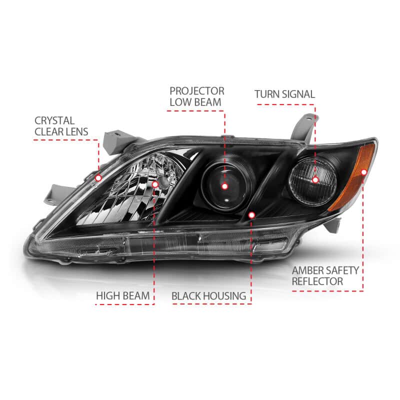 ANZO — ANZO 2007-2009 Toyota Camry Projector Headlight Black Amber
Head Light Set - view 9