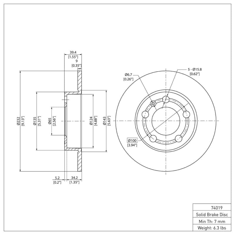 DFC — DFC 98-24 Audi A1 (Mexico) Rear GeoSPEC Coated Rotor
DFC Brake Rotor - view 6