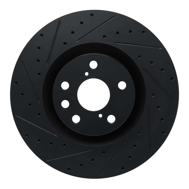 R1 Concepts — R1 11-25 Lexus IS200T Left Front Drilled & Slotted Black Brake Rotor - view 1