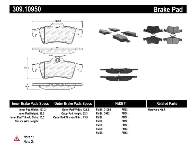 Stoptech — StopTech Performance 07-09 Mazdaspeed3 / 06-07 Mazdaspeed6 / 06-07 Mazda3 Rear Brake Pads
Sprt Brk Pad W/Hdwr - view 7