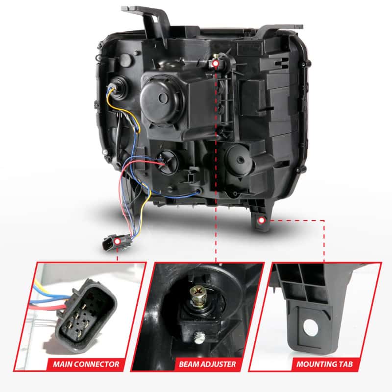 ANZO — ANZO 2014-2015 GMC Sierra 1500HD Projector Plank Style Headlight Black W/ DRL
Head Light Set
HdLtSet - view 11
