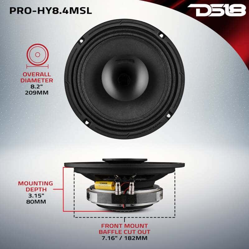 DS18 — DS18 8in 200 Watts RMS 4 ohm Mid-Range Loudspeaker Shallow Grill Included - view 3