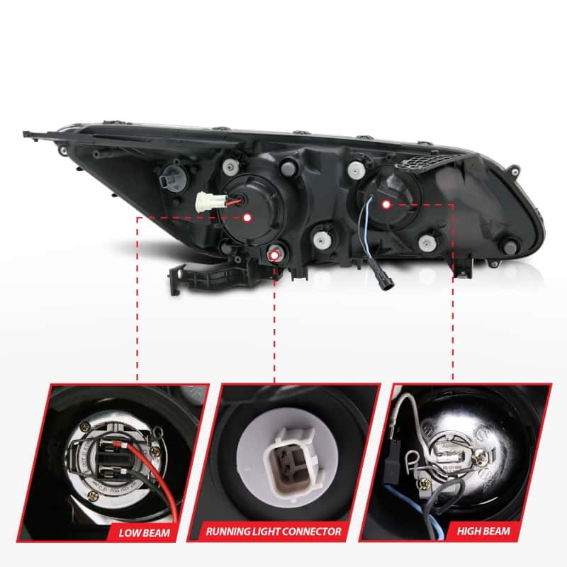 ANZO — ANZO 2013-2015 Honda Accord (4dr ONLY) Projector Headlights w/ U-Bar Black
Head Light Set
HdLtSet - view 6