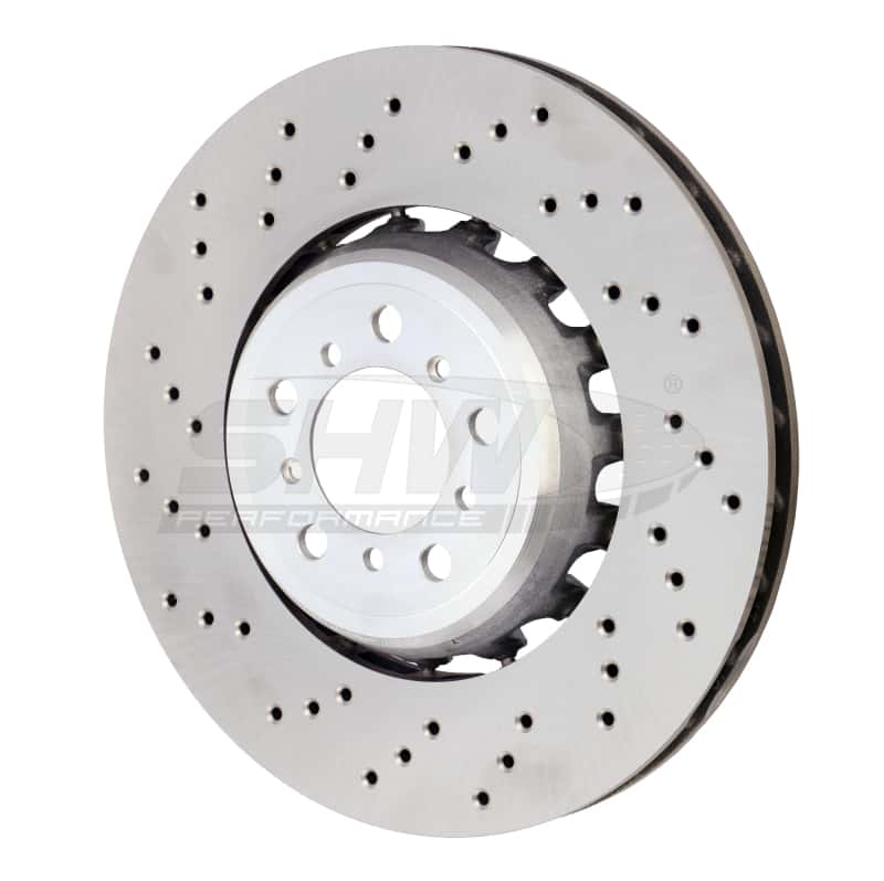 SHW Performance — SHW 15-18 BMW M3 3.0L Left Front Cross-Drilled Lightweight Brake Rotor (34112284809) - view 2