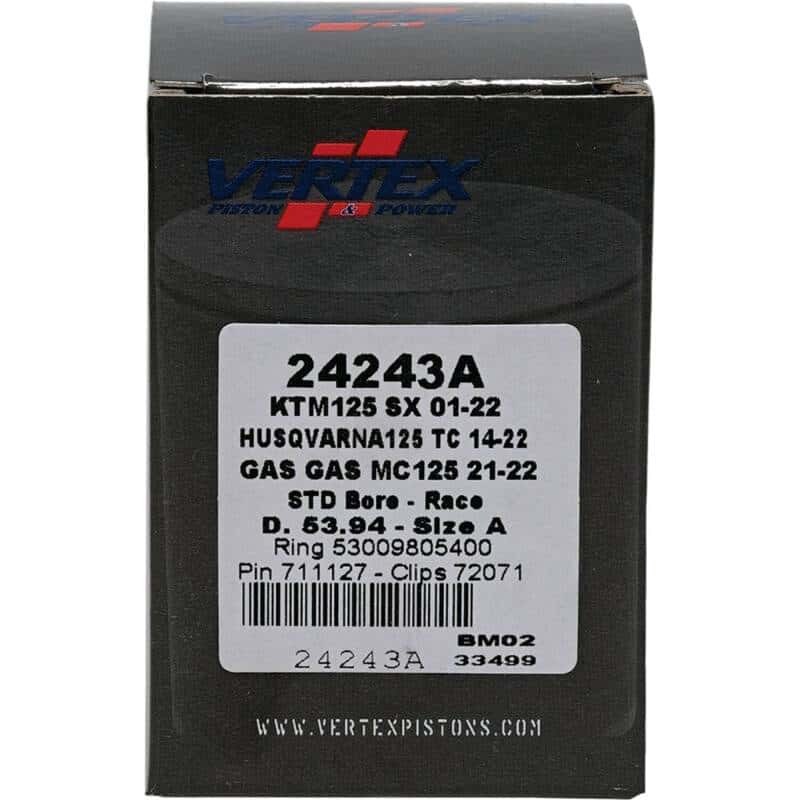 Vertex Pistons — Vertex Piston 01-16 KTM 125 EXC 125cc Cast Race Piston Kit - view 4