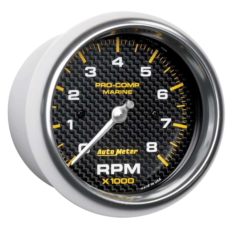 AutoMeter — Autometer Marine Carbon Fiber 3-3/8in 8k RPM Tachometer
3.4" TACH 8KRPM MCF - view 6