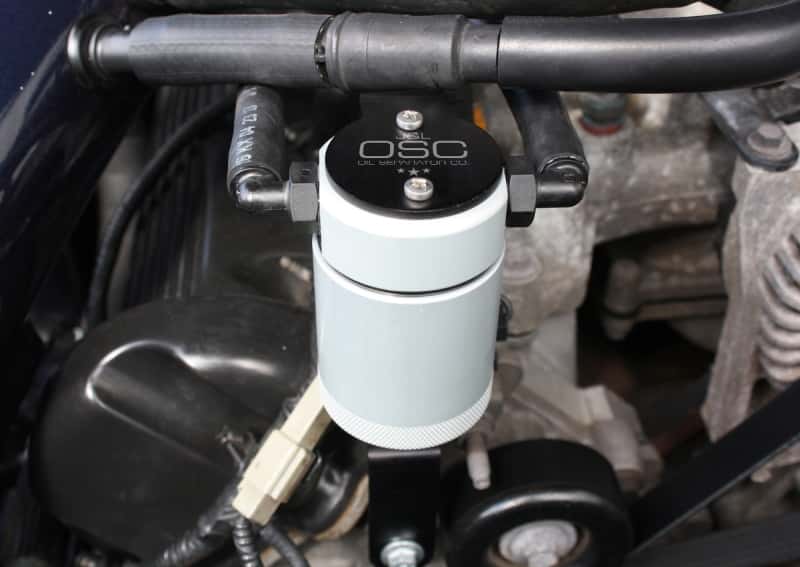 J&L — J&L 99-04 Ford Mustang GT Passenger Side Oil Separator 3.0 - Clear Anodized
Oil Separator - view 2