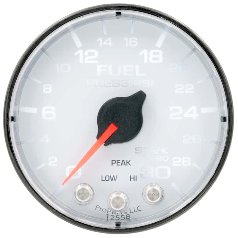 AutoMeter — Autometer Spek-Pro Gauge Fuel Press 2 1/16in 30psi Stepper Motor W/Peak & Warn Wht/Blk
GA 2" FP 30 WFB SPEK - view 2