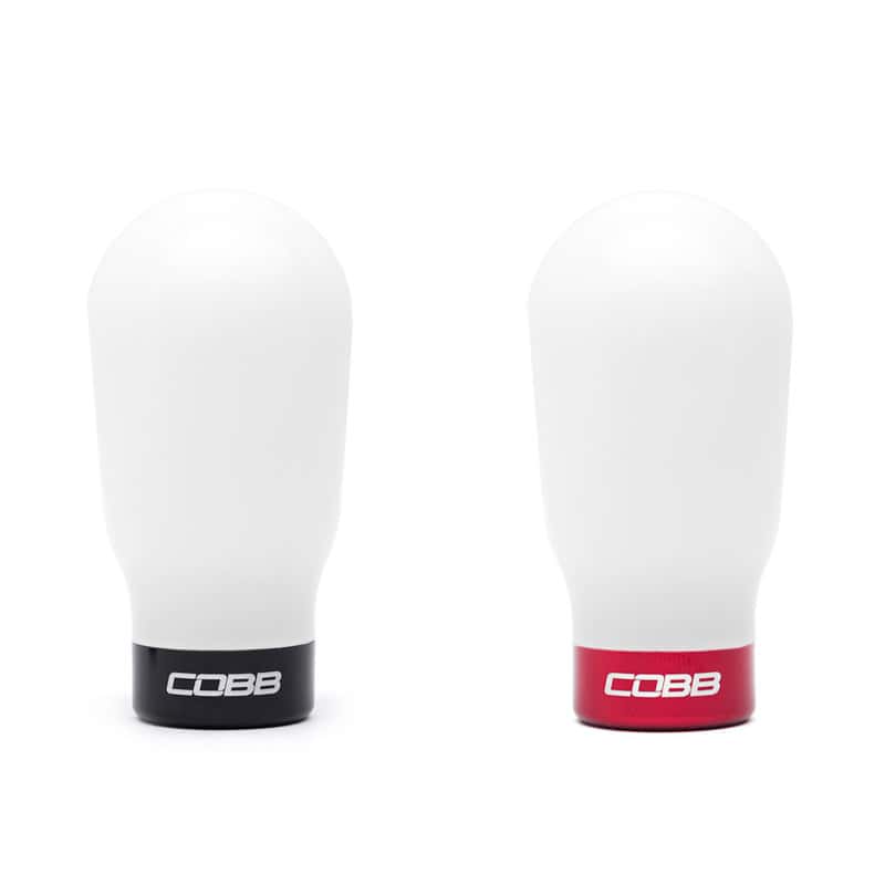 COBB — Cobb Subaru 6-Speed Tall Weighted COBB Shift Knob - White (Incl. Both Red + Blk Collars) - view 1