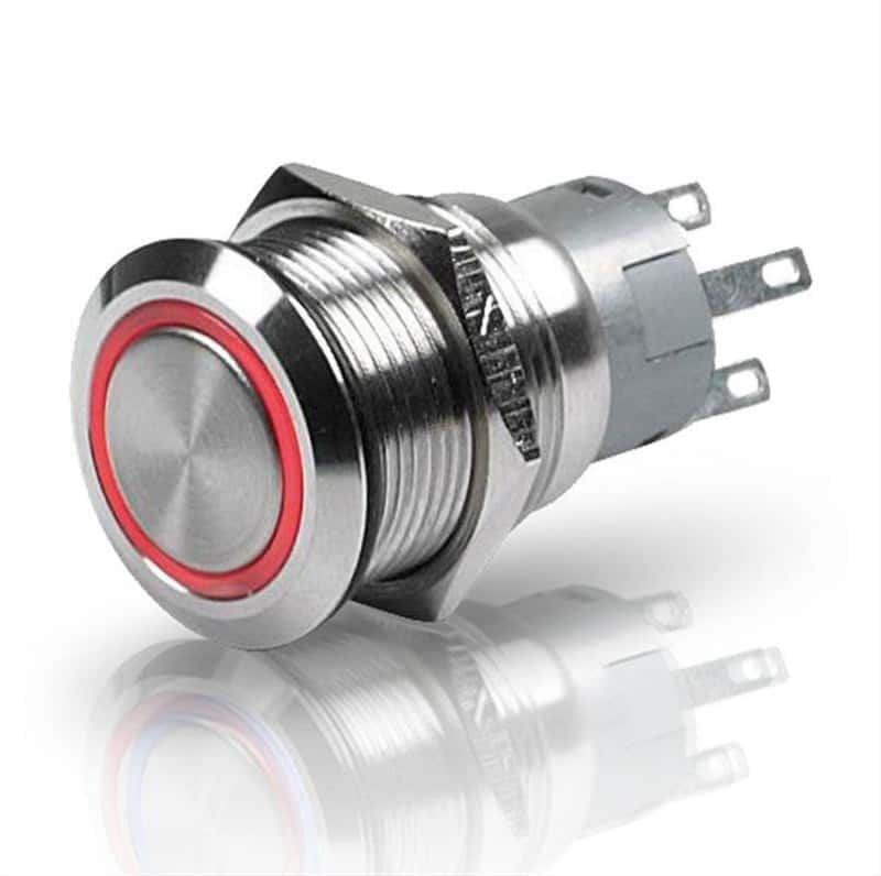 Hella — Hella Switch Push Stainless Steel SPST LED Red 12V - view 2