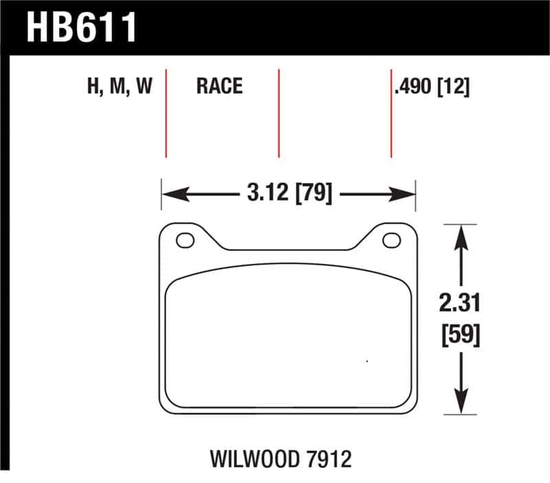 Hawk Performance — Hawk Wilwood 7912 DTC-30 Race Brake Pads
Disc Brake Pad - view 1