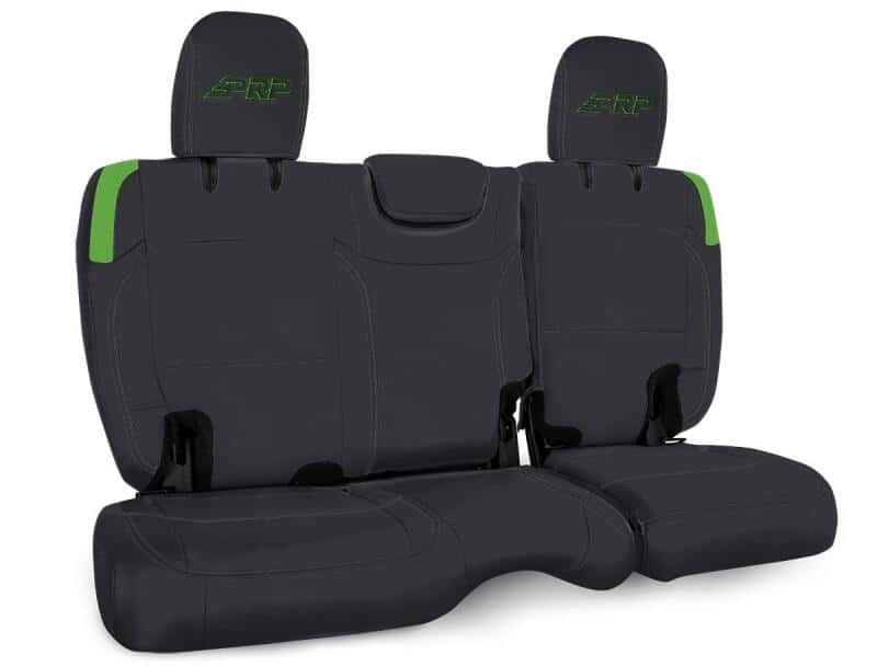 PRP Seats — PRP Jeep Wrangler JL Rear Bench CoversU - 4 door with no armrest - Black/Green - view 1