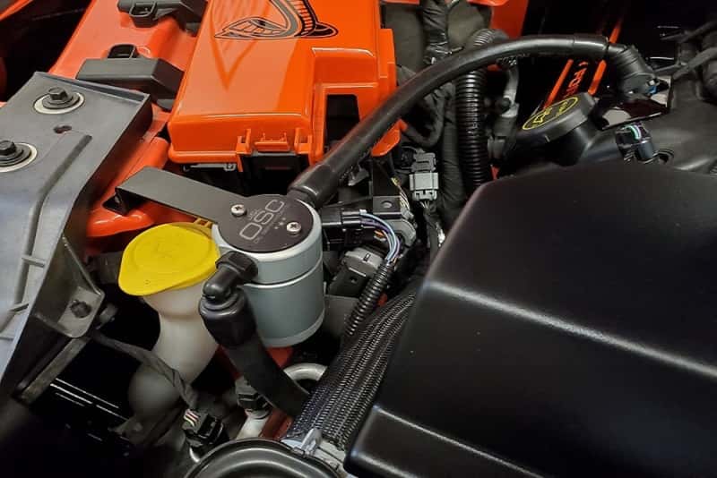 J&L — J&L 15-23 Ford Mustang GT/15-20 Ford Mustang GT350 Passenger Side Oil Separator 3.0 - Clear Anodized
Oil Separator - view 2