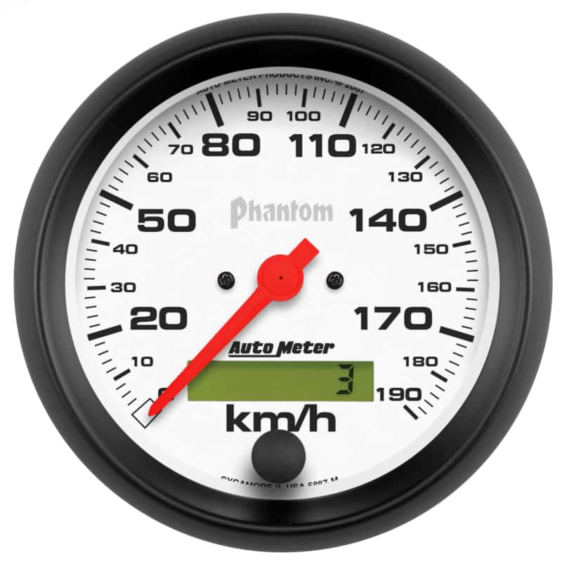 AutoMeter — Autometer Phantom 3-3/8in 190 KM/H Speedometer Electric Program w/ LCD Odometer
3-3/8" SPEEDO, 190 K - view 1