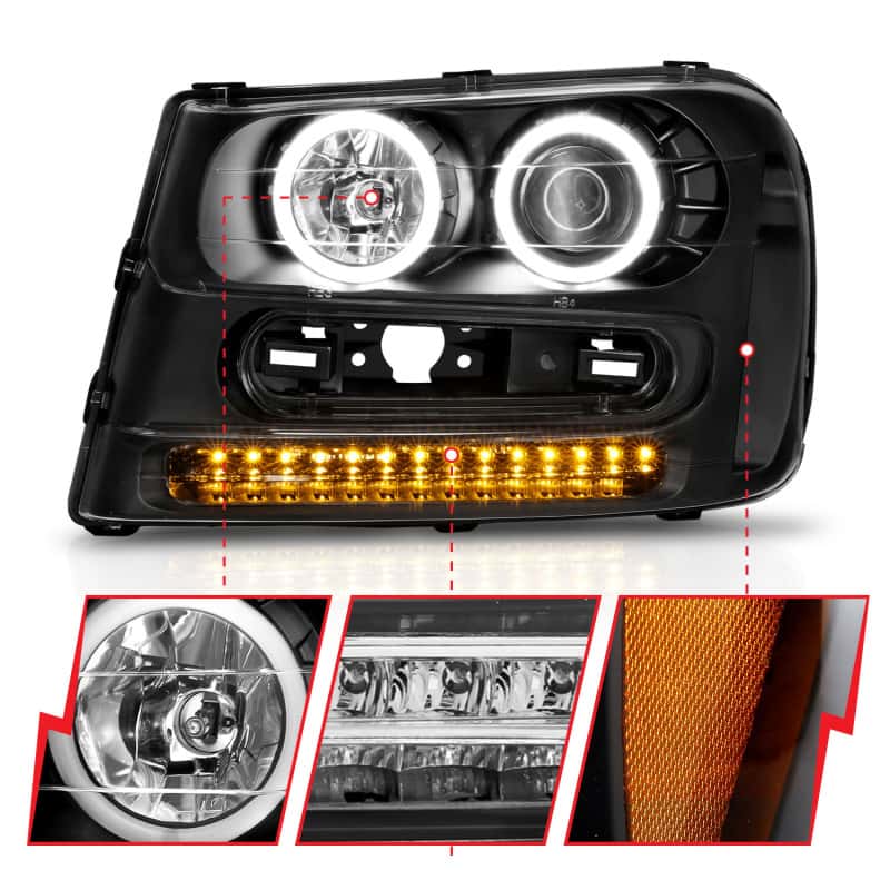ANZO — ANZO 2002-2009 Chevrolet Trailblazer Projector Headlights w/ Halo Black
Head Light Set
HdLtSet - view 11