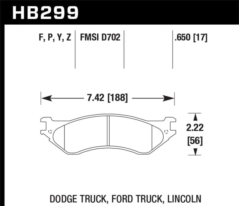 Hawk Performance — Hawk Dodge B1500 VanDurango/1500 Pickup/1500 Van / Ford / Lincoln LTS Street Front & Rear Brake Pad
Disc Brake Pad - view 2
