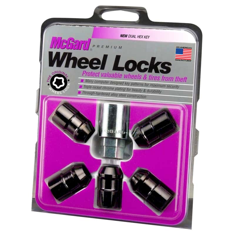 McGard — McGard Wheel Lock Nut Set - 5pk. (Cone Seat) 1/2-20 / 3/4 &13/16 Dual Hex / 1.46in. Length - Black - view 5