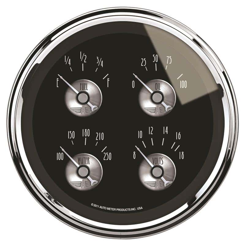 AutoMeter — AutoMeter Gauge Quad 5in. 0 Ohm(e) to 90 Ohm(f) Elec Prestige Blk. Diamond
5" QUAD GAUGE, 0-90 - view 1