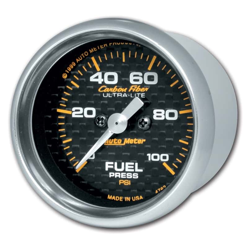AutoMeter — Autometer Carbon Fiber 52mm 100 PSI Electronic Fuel Pressure Gauge
GA 2" FUP S 100psi C - view 1