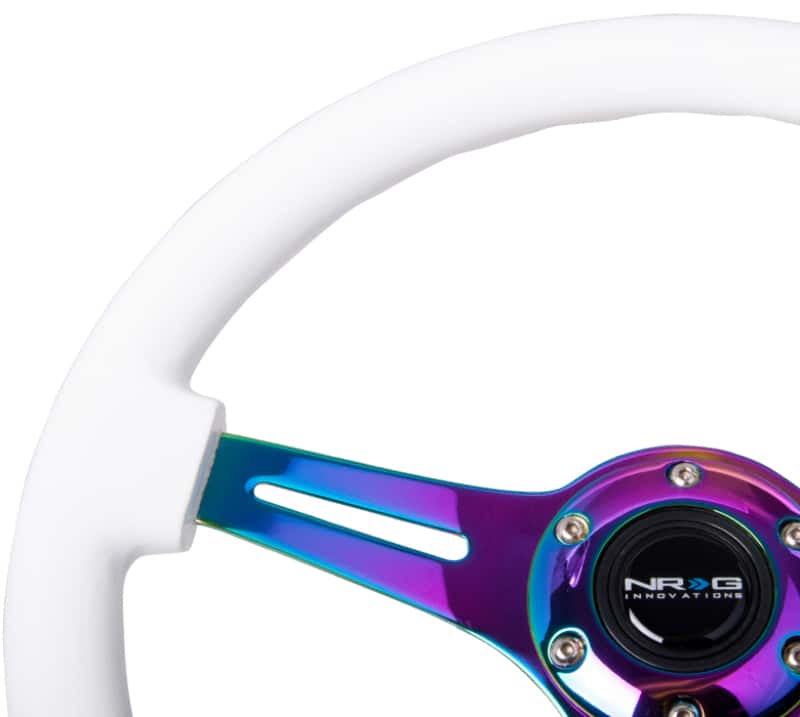 NRG — NRG Classic Wood Grain Steering Wheel (350mm) White Paint Grip w/Neochrome 3-Spoke Center - view 3