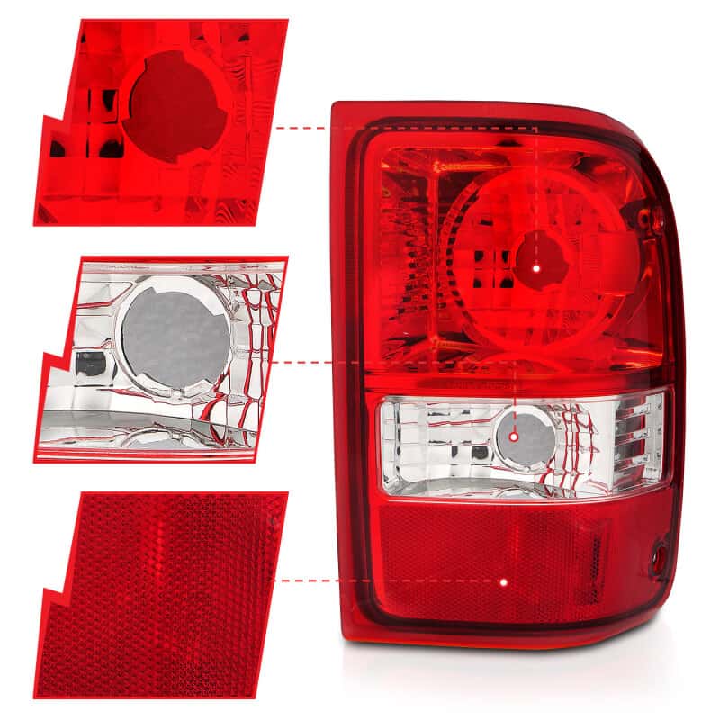 ANZO — ANZO 2001-2011 Ford Ranger Taillights w/ Red/Clear Lens (OE Replacement) Pair - view 8
