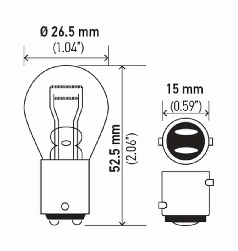 Hella — Hella Bulb 7225 12V 21/4W Baz15D S8 (2)
7225TB Incan Bulb - view 5