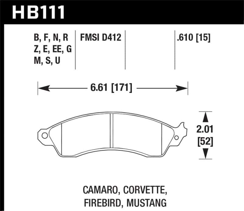 Hawk Performance — Hawk 94-04 Mustang Cobra / 88-95 Corvette 5.7L / 88-92 Camaro w/ Hvy Duty Brakes DTC-60 Race Brake P
Disc Brake Pad - view 3