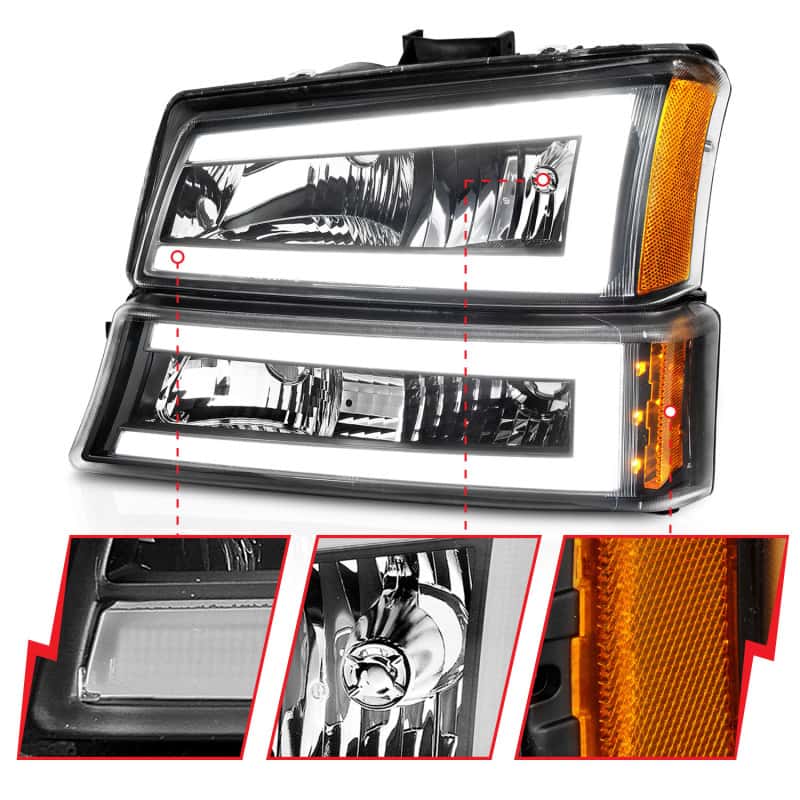 ANZO — ANZO 2003-2006 Chevrolet Silverado 1500 Crystal Headlights w/ Light Bar Black Housing
Head Light Set
HdLtSet - view 9