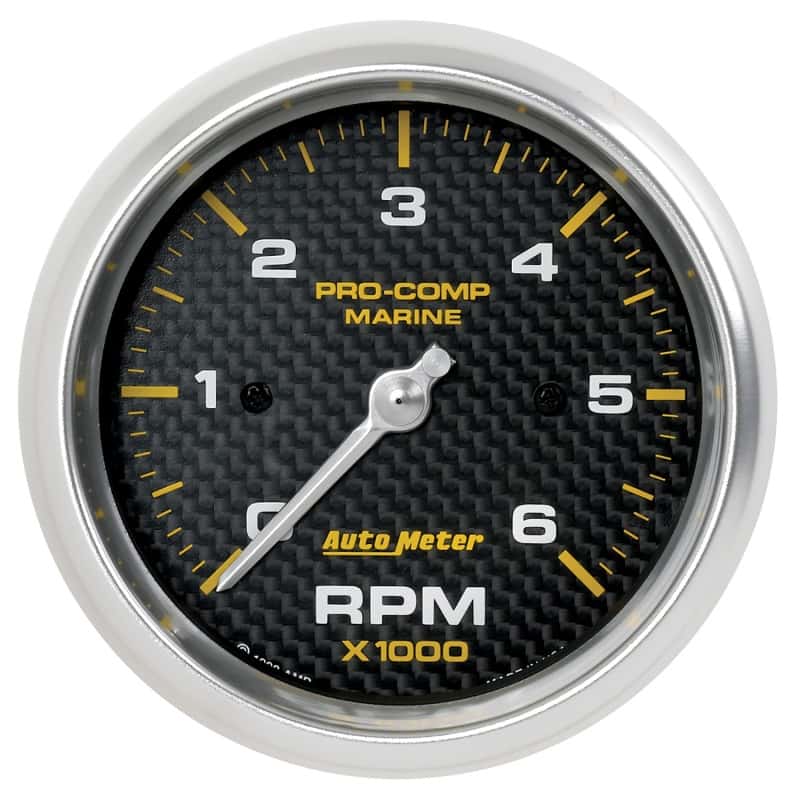 AutoMeter — Autometer Marine Carbon Fiber Ultra-Lite Gauge 3-3/8in Tachometer 6K RPM
3.4" TACH 6KRPM MCF - view 1