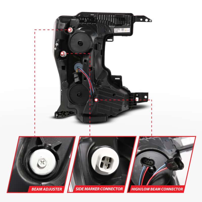 ANZO — ANZO 20-22 Ford Super Duty (Halogen) Z-Series Full LED Proj Headlights SeqSig - Pass. Side ONLY - view 10
