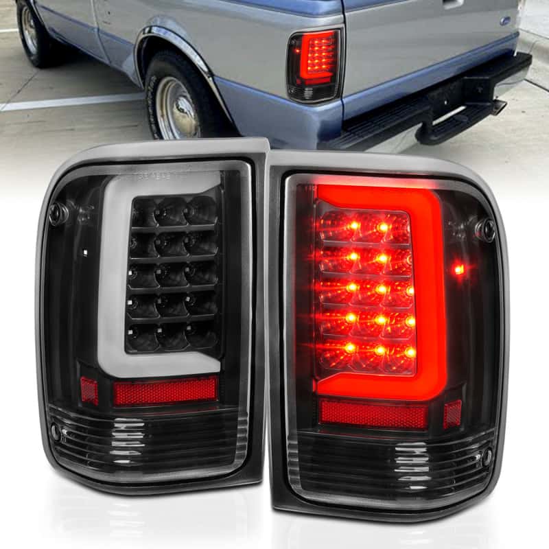 ANZO — ANZO 1993-1997 Ford  Ranger LED Tail Lights w/ Light Bar Black Housing Clear Lens - view 1