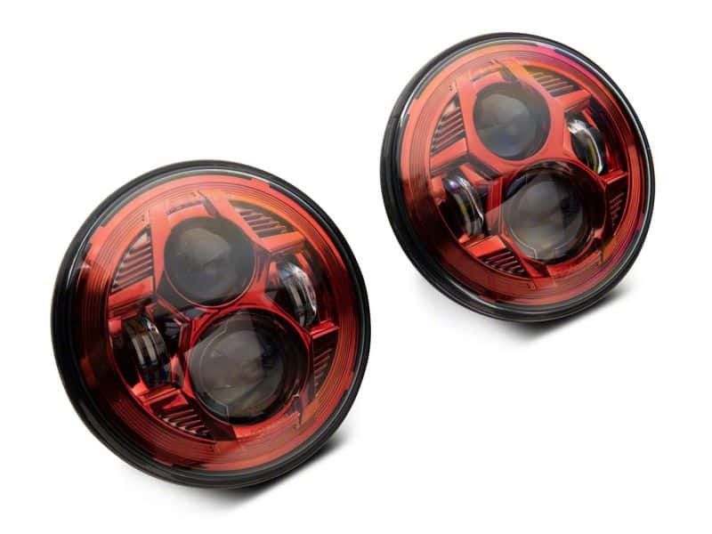 Raxiom — Raxiom 07-18 Jeep Wrangler JK 7-In LED Headlights- Red Housing- Clear Lens
Headlights - view 2