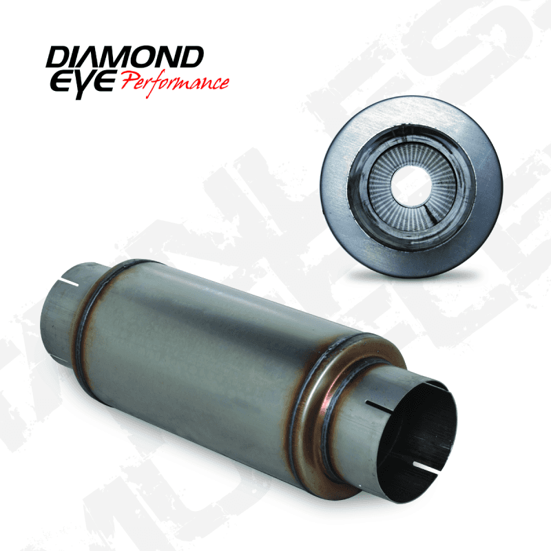 Diamond Eye Performance — Diamond Eye MFLR 5inID SGL IN/SGL OUT 7inDIA X 14in BODY 20in LENGTH PERF SLOTTED ENDS 409 SS
MUFFLER 5in. - view 2