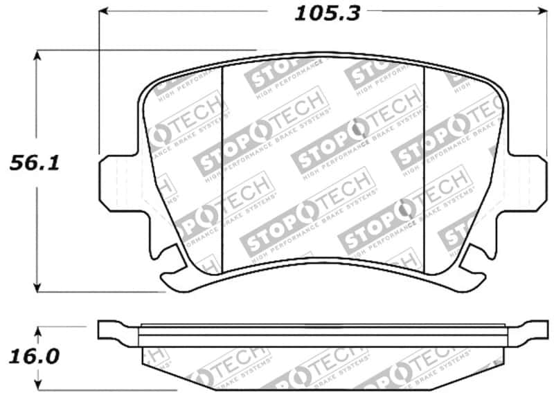 Stoptech — StopTech Performance 06-09 Audi A3 / 05-09 Audi A4/A6 / 08-09 Audi TT / 06-09 VW GTI / 06-09 Jetta
Sprt Brk Pad W/Hdwr - view 8