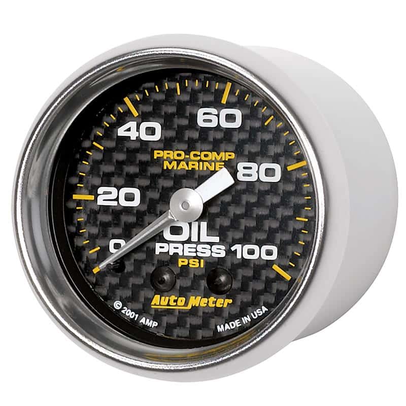 AutoMeter — Autometer Marine Carbon Fiber Ultra-Lite 2-1/16in 100PSI Mechanical Oil Pressure Gauge
GA 2" OP 100 M MCF - view 3