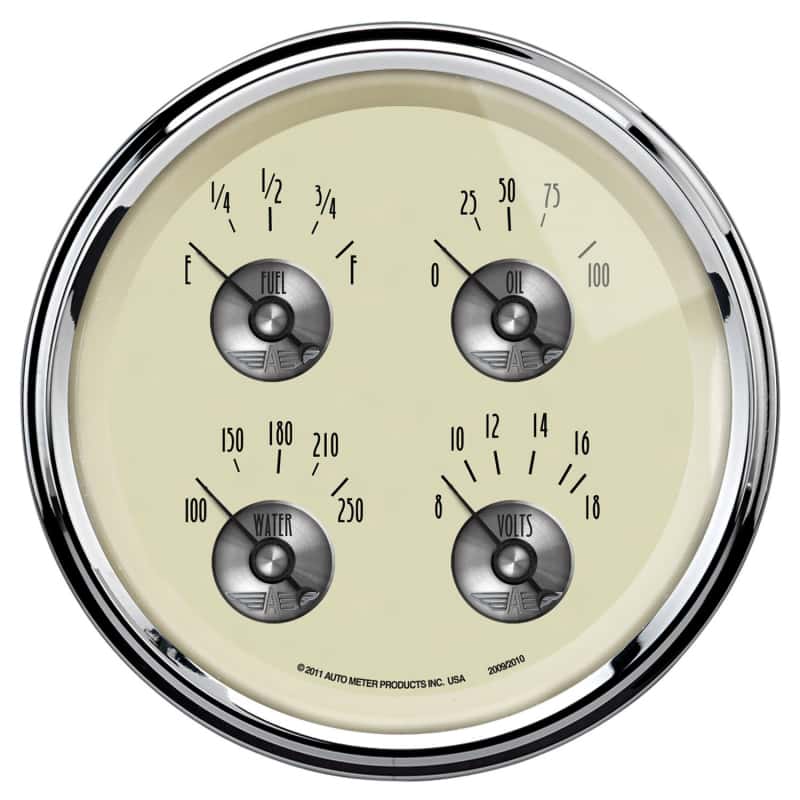 AutoMeter — AutoMeter Gauge Quad 5in. 0 Ohm(e) to 90 Ohm(f) Elec Prestige Antique. Ivory
5" QUAD GAUGE, 0-90 - view 2