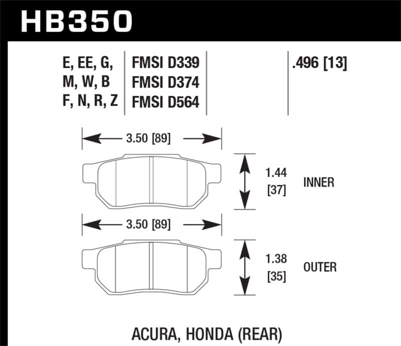 Hawk Performance — Hawk Honda/Acura ER-1 Endurance Racing Rear Brake Pads
Disc Brake Pad - view 1