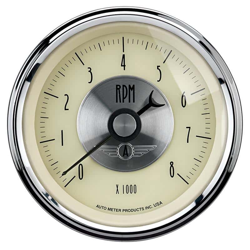 AutoMeter — AutoMeter Gauge Tachometer 3-3/8in. 8K RPM In-Dash Prestige Antique. Ivory
3-3/8" TACH, 8,000 R - view 1