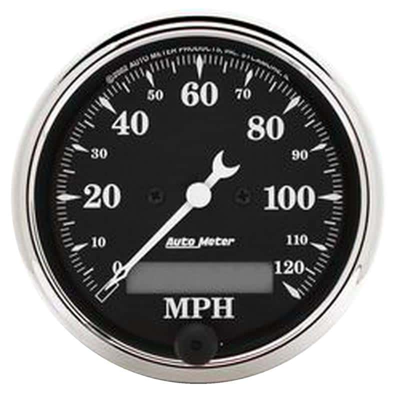 AutoMeter — AutoMeter Gauge Speedo. 3-1/8in. 120MPH Elec. Prog. W/ Lcd Odo Old Tyme Blk
3-1/8" SPEEDO, 120 M - view 1