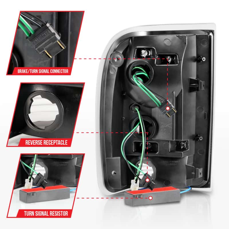 ANZO — ANZO 1993-1997 Ford  Ranger LED Tail Lights w/ Light Bar Black Housing Smoked Lens - view 12