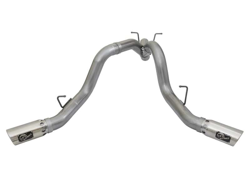 aFe — aFe Large Bore-HD 4in 409-SS DPF-Back Exhaust w/Dual Polished Tips 2017 GM Duramax V8-6.6L (td) L5P
DPF-Back Exhaust - view 2
