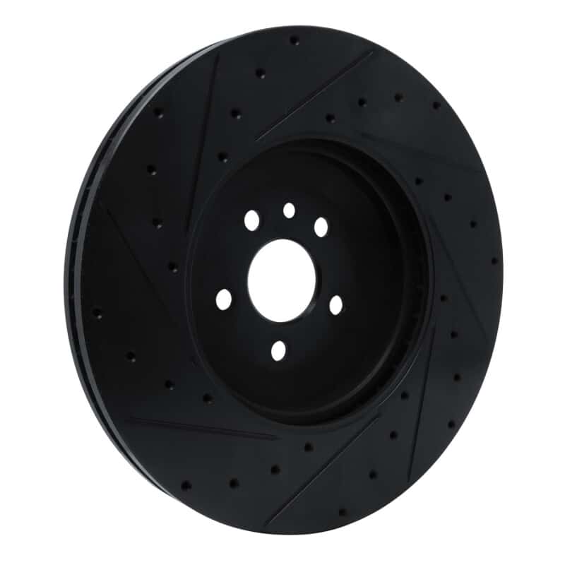 R1 Concepts — R1 21-25 Jaguar F-Pace Front Right Drilled & Slotted Black Brake Rotor - view 5