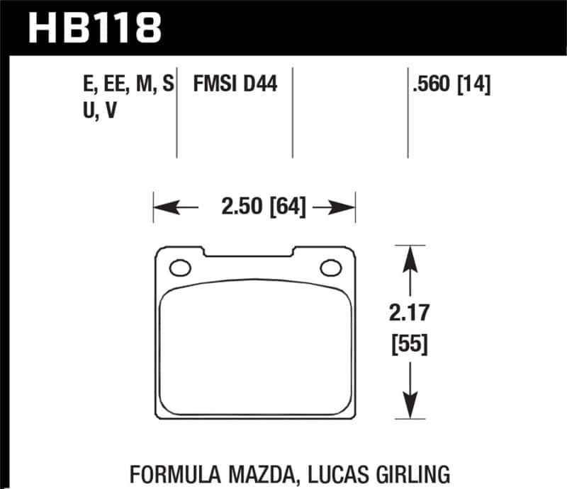 Hawk Performance — Hawk 65-80 Triumph Spitfire (MKIII/MKIV) DTC-70 Race Front Brake Pads
Disc Brake Pad - view 1