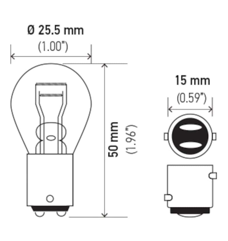 Hella — Hella Bulb 1034 12V 23/8W BAY15D S8
1034 Incan Bulb - view 4