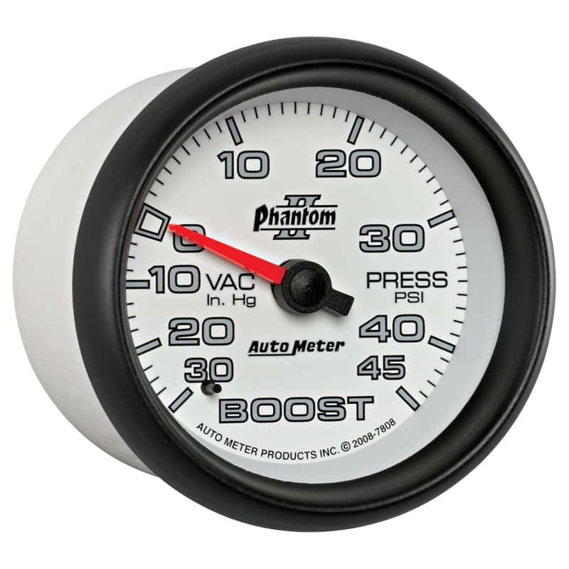 AutoMeter — Autometer Phantom II 2-5/8in 30INHG-45PSI Phantom Mechanical Boost/Vacuum Gauge
2-5/8" BOOST-VAC, 30 - view 11