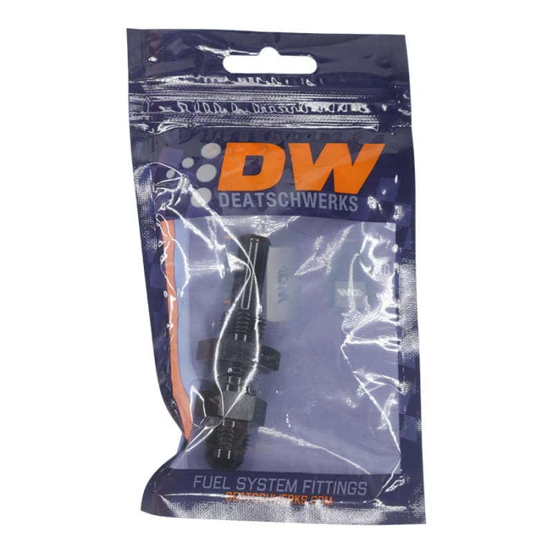 DeatschWerks — DeatschWerks 6AN Male Flare to Straight 3/8in Single Hose Barb - Anodized Matte Black
Lines & Fittings - view 2
