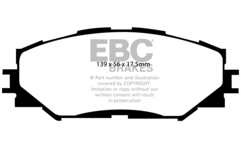 EBC — EBC 10-12 Lexus HS250h 2.4 Hybrid Ultimax2 Front Brake Pads
Disc Brake Pad - view 1