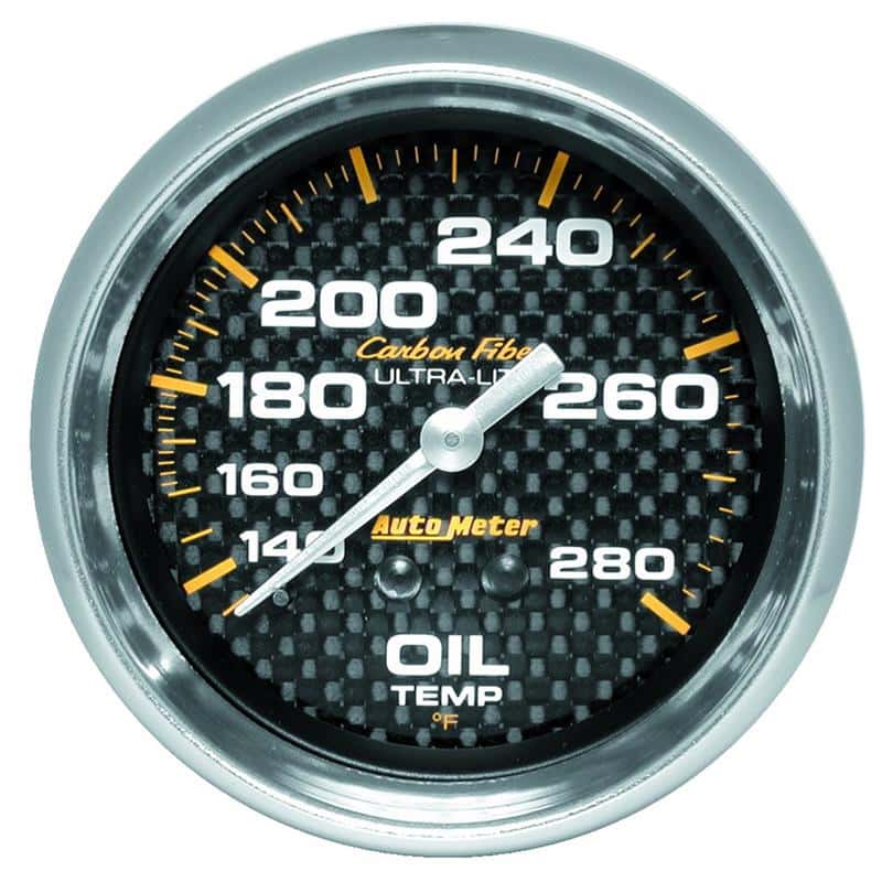 AutoMeter — Autometer Carbon Fiber 2-5/8in 140-280 Deg F Mechanical Oil Temp Gauge
GA 2.6" OILT MECH CF - view 2