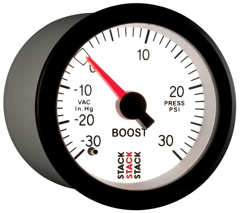 AutoMeter — Autometer Stack 52mm -30INHG to +30 PSI (Incl T-Fitting) Mechanical Boost Pressure Gauge - White
Ga Bst Mech Wt 30psi - view 6